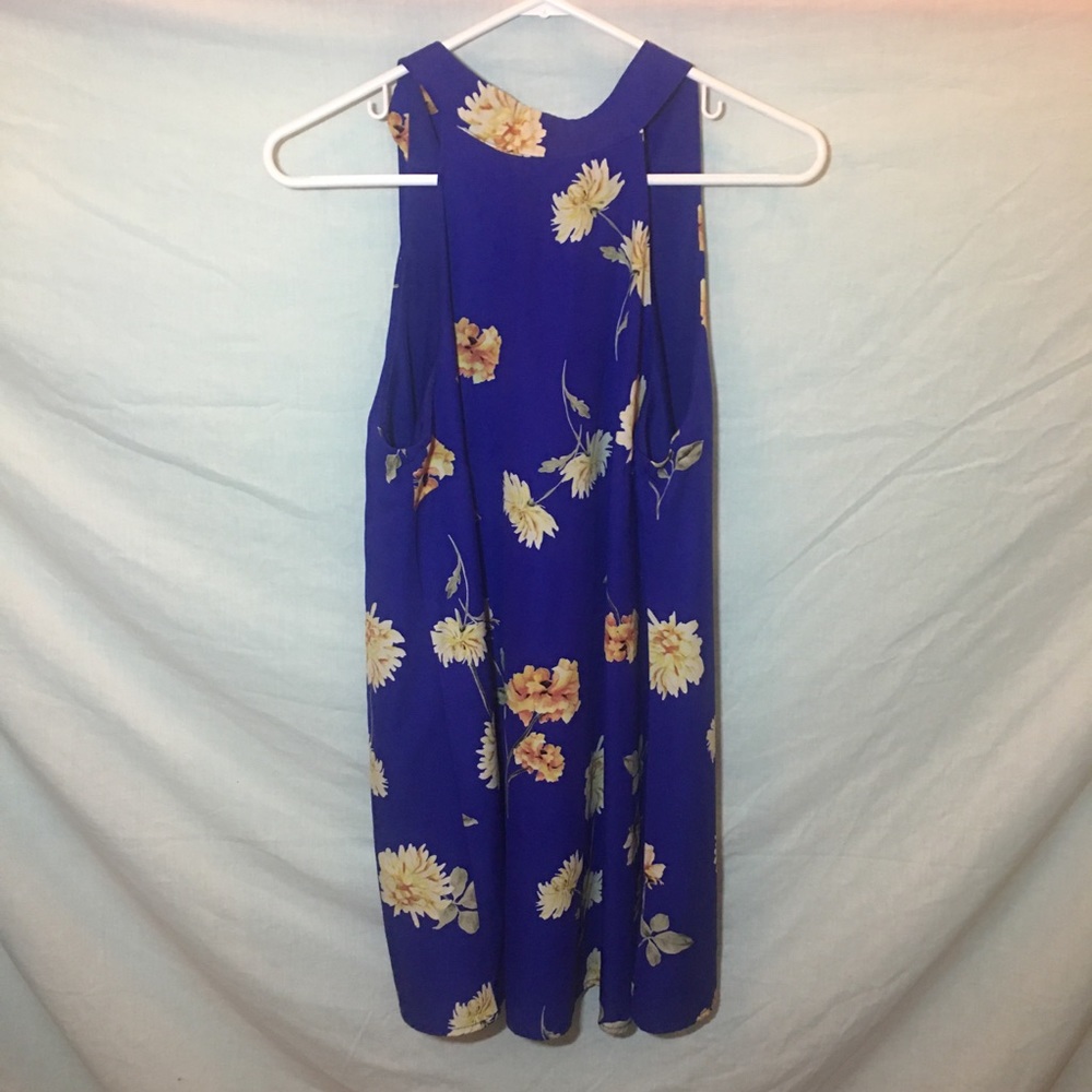 Lulus Royal Blue Halter Top Mini Floral Dress